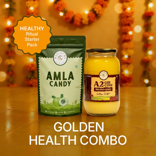 Golden Health Combo ( Amla Candy 400g + A2 Cow Ghee 250ML ) - Raichura Organic Farm