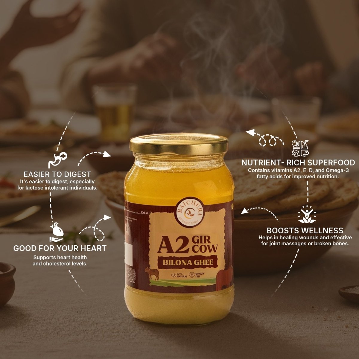 Nut & Ghee Combo ( Peanuts 500g + A2 Cow Ghee 500ML ) - Raichura Organic Farm