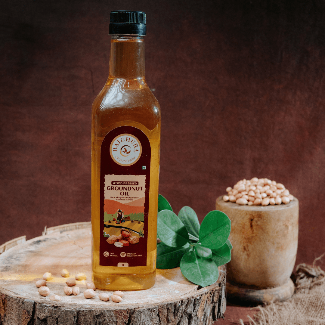 Wood Pressed Groundnut oil - 1 LTR - Raichura Organic Farm